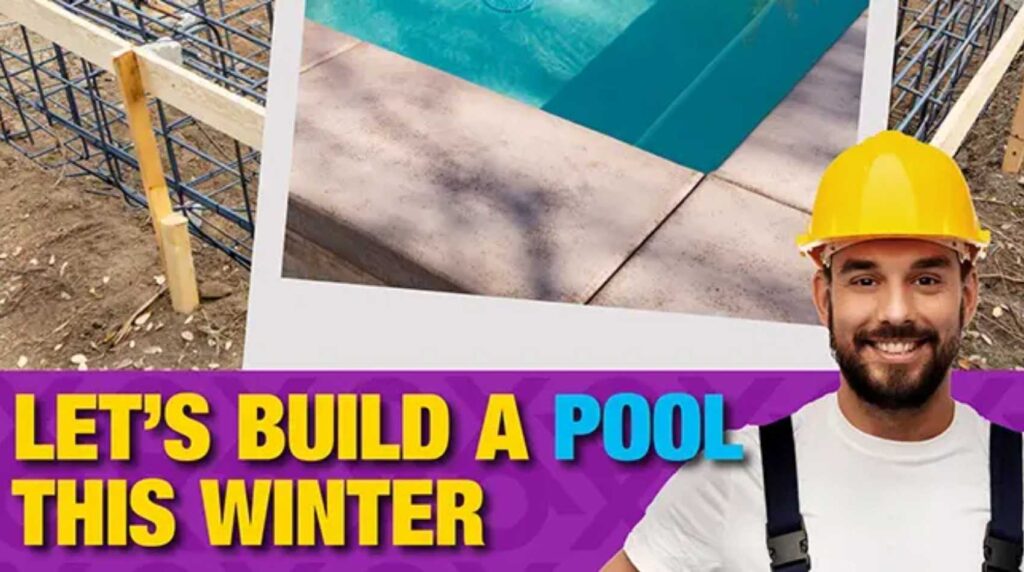 builder designing a pool in Winter